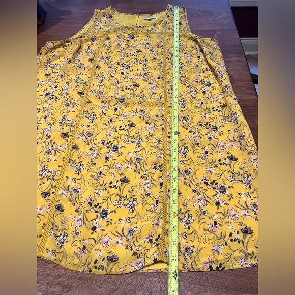 Skies are Blue 1X Dress Yellow Floral Sleeveless Lined Light - Picture 5 of 10